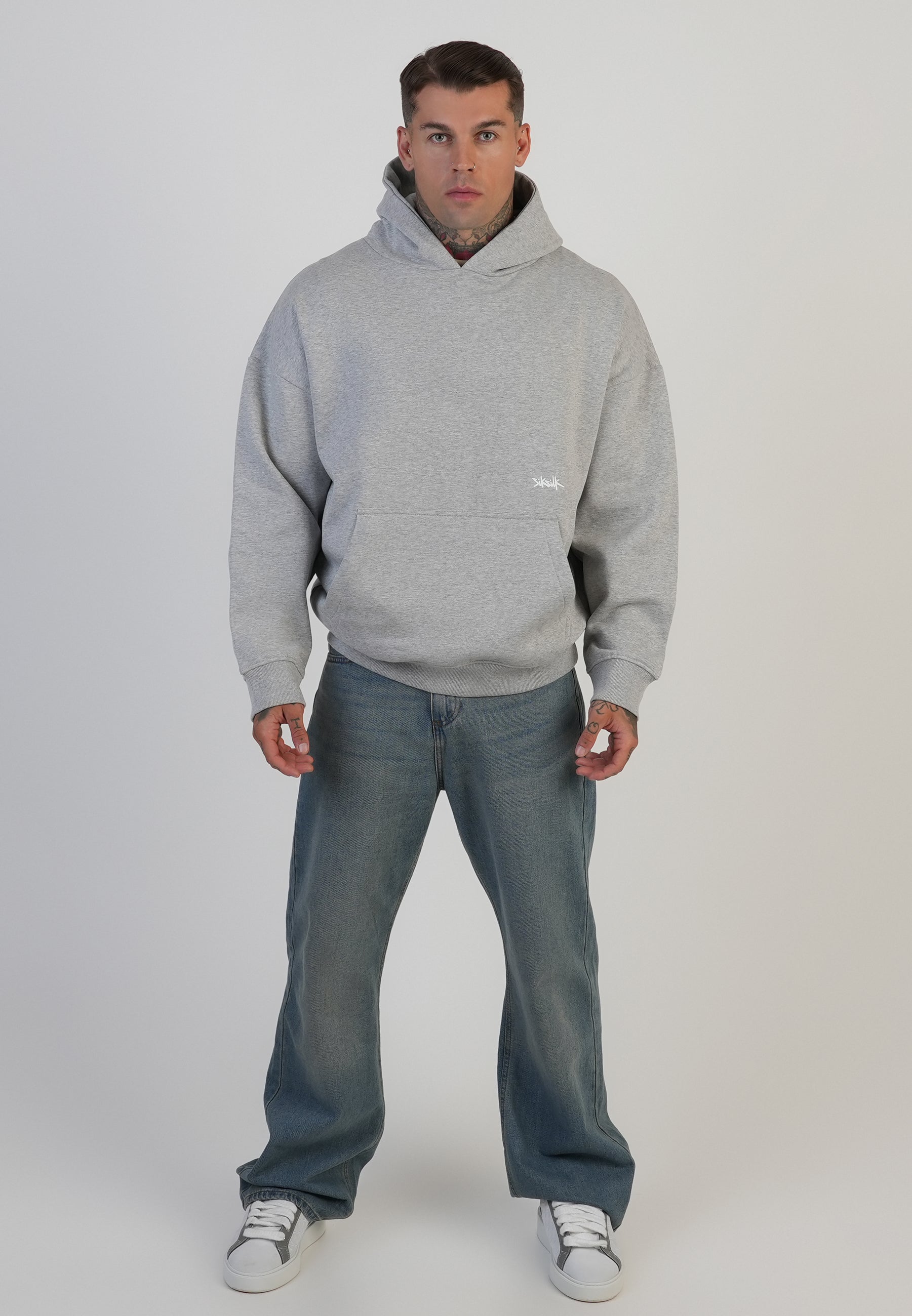 Graphic Hoodie in Grey Marl Kapuzenpullover SikSilk