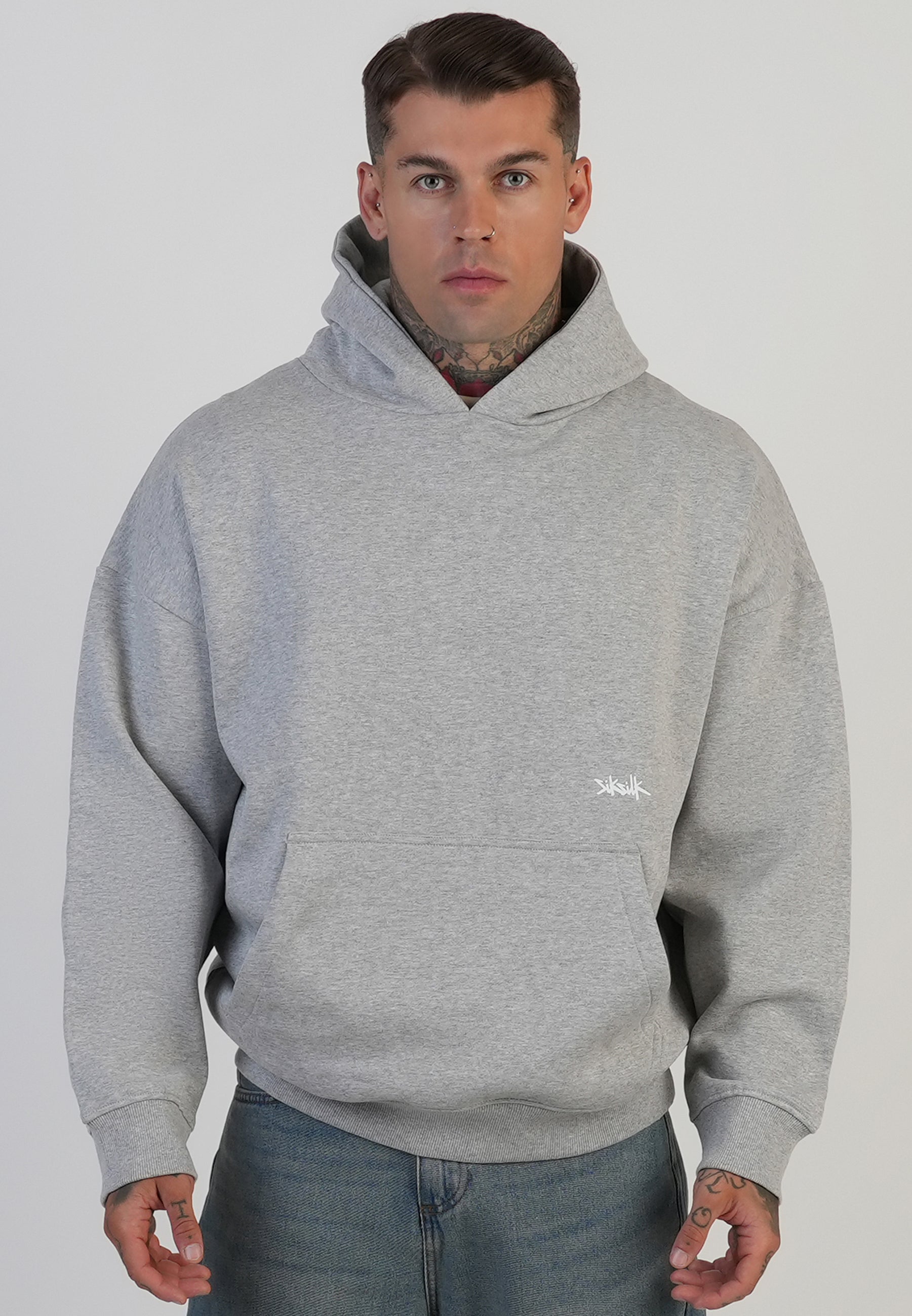 Graphic Hoodie in Grey Marl Kapuzenpullover SikSilk