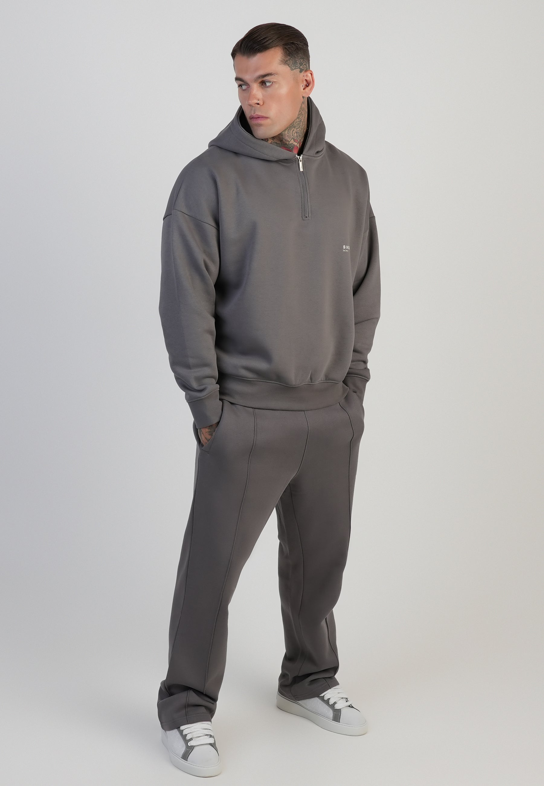 Graphic Hoodie in Grey Kapuzenpullover SikSilk