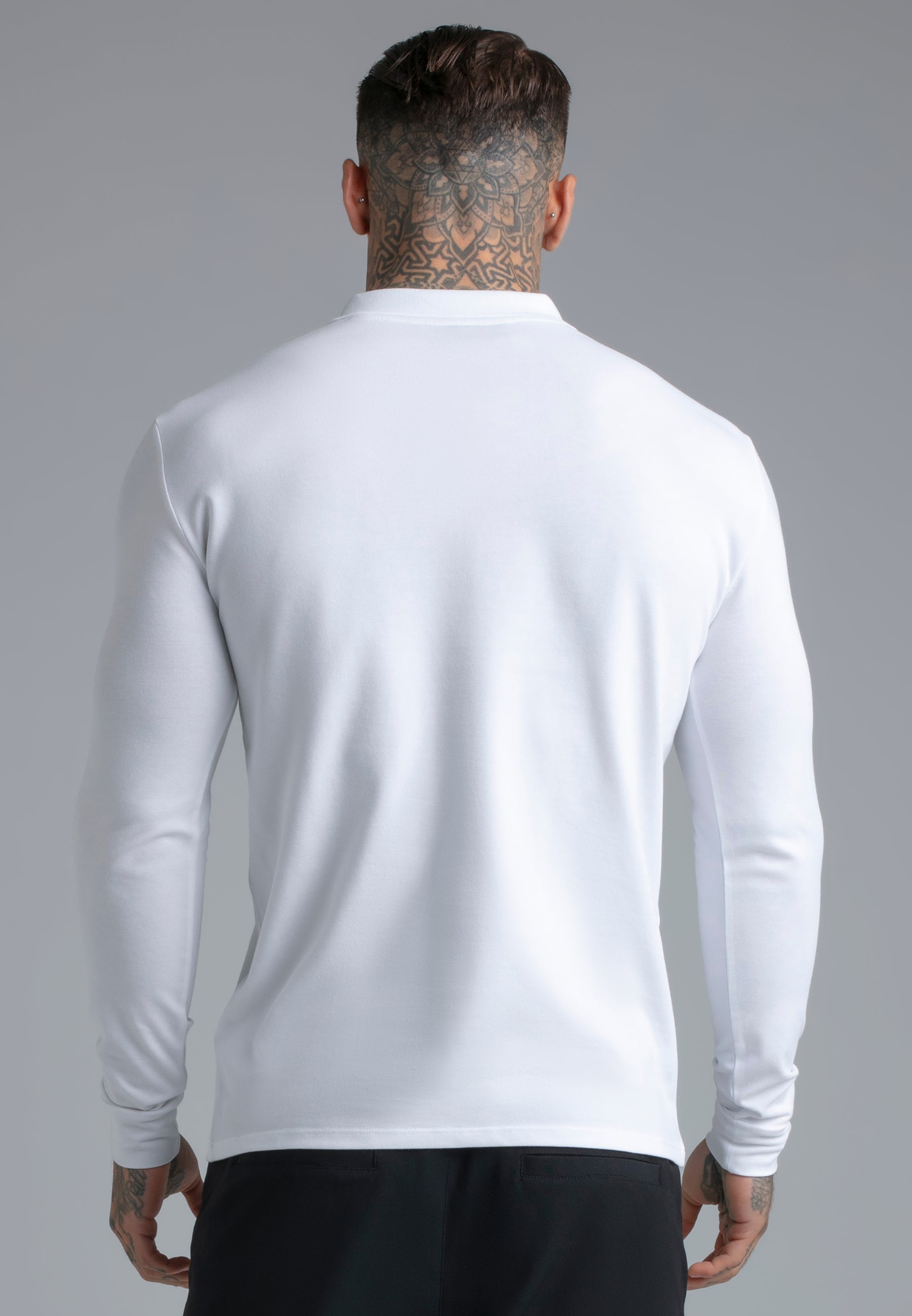 LS Button Polo in White T-Shirts SikSilk