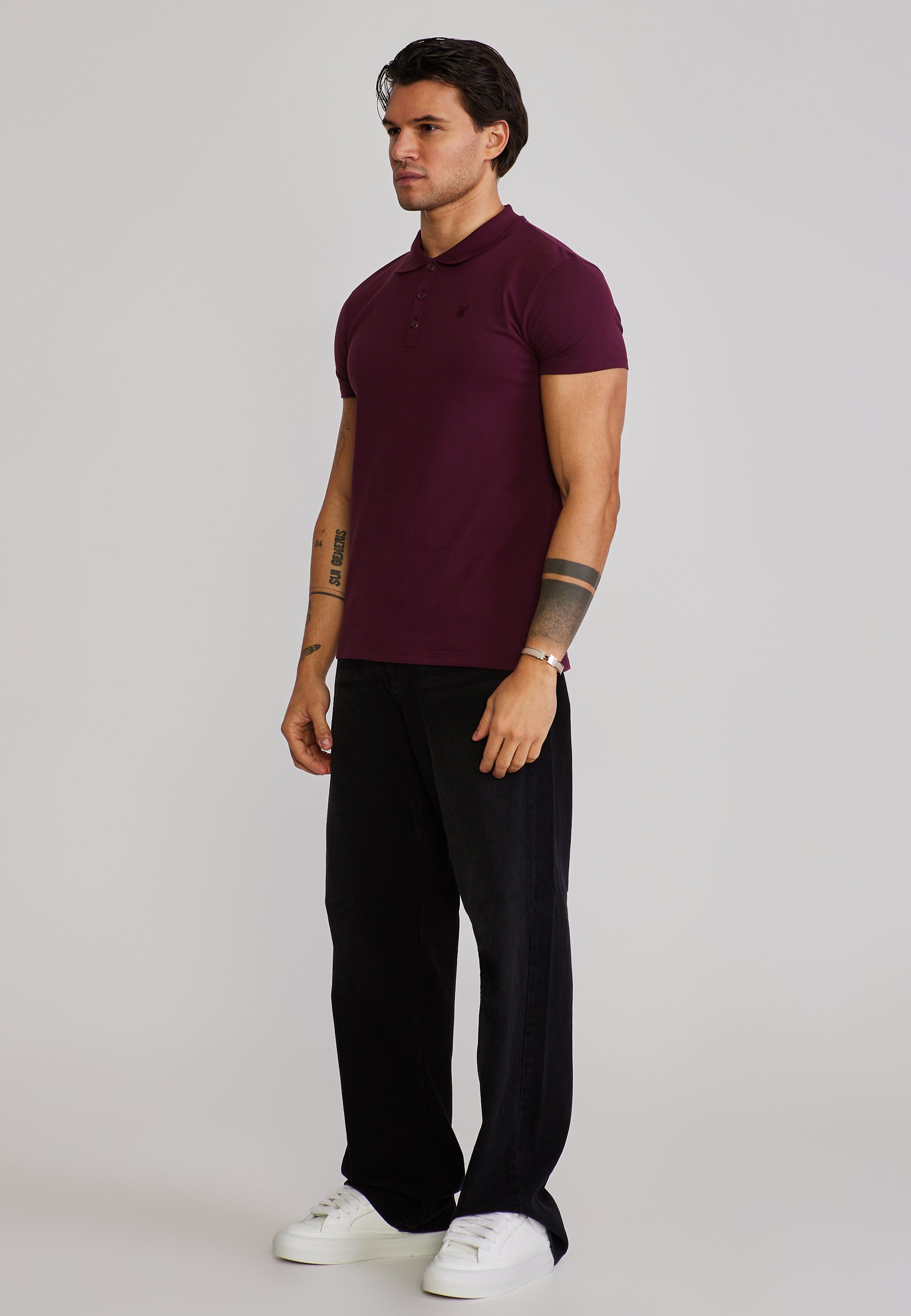 Polo T-Shirt in Burgundy T-Shirts SikSilk