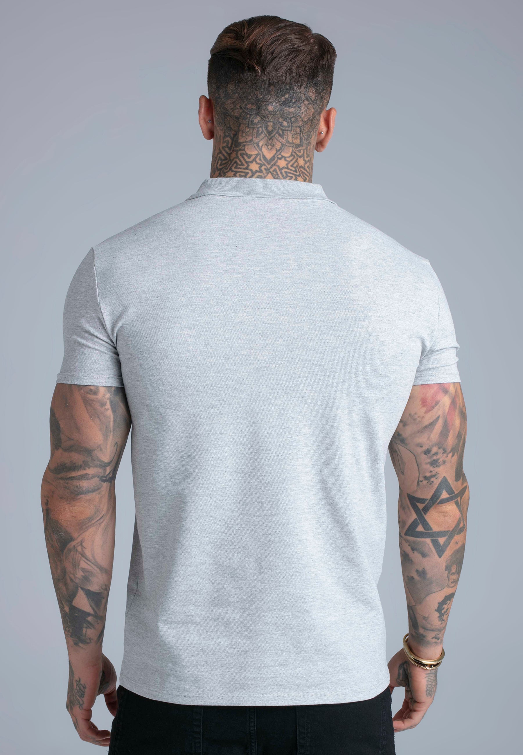Zip Polo T-Shirt in Grey Marl T-Shirts SikSilk